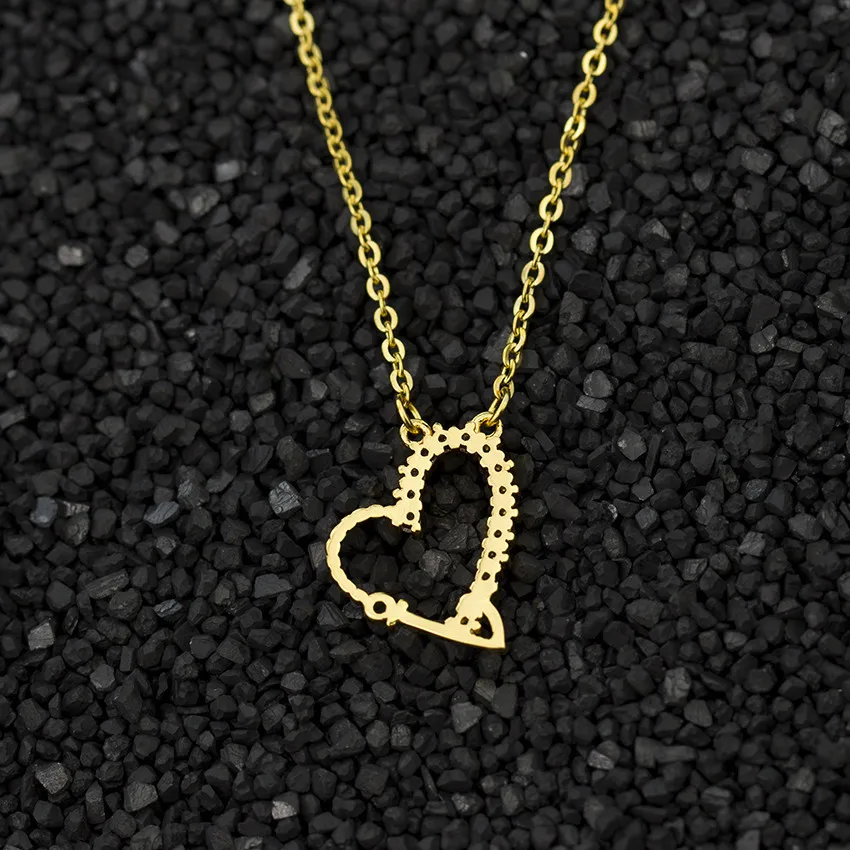 Women's Fashion Heart Amulet Pendant Couples Necklaces Love Forever Jewelry Stainless Steel Link Chain Choker Bijoux Femme Bff |