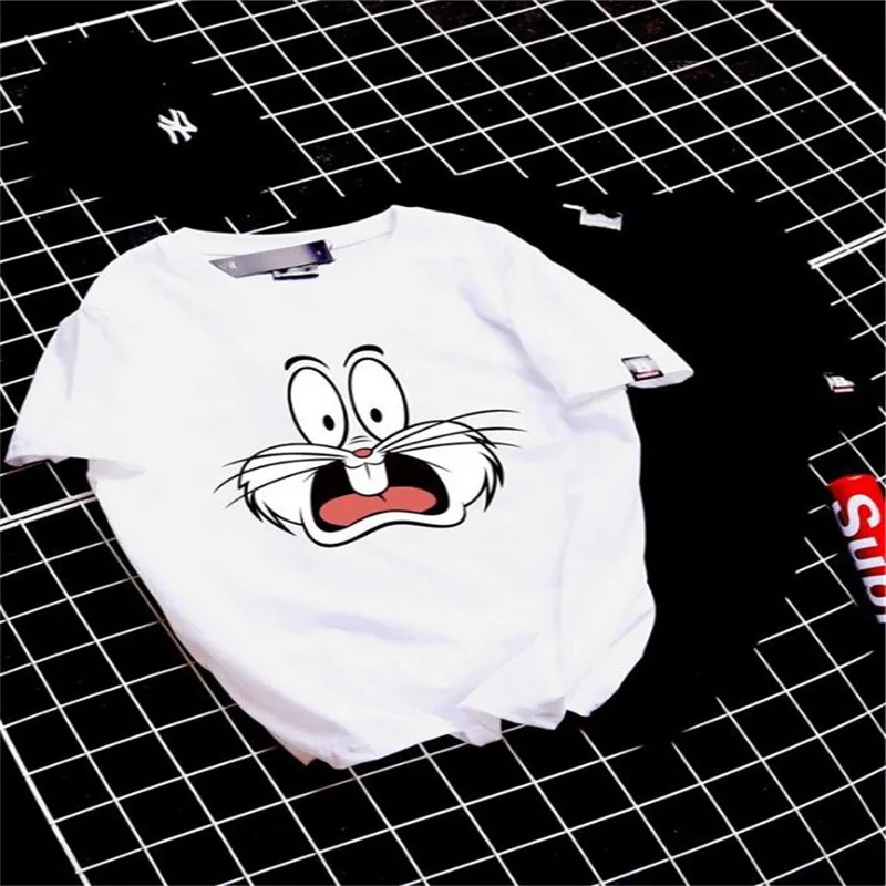 Кролик мультфильм печатных летние футболки Хлопковые женские jungkook одном
