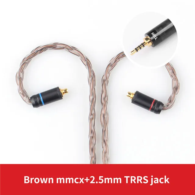 brown 2.5mm mmcx TRN T2 16 Core посеребренный HIFI кабель обновления 3,5/2,5 мм разъем MMCX/2Pin разъем для V80 V10 V30 A10 C10 C16 IE80 как QUEEN P1 - Цвет: brown 2.5mm mmcx