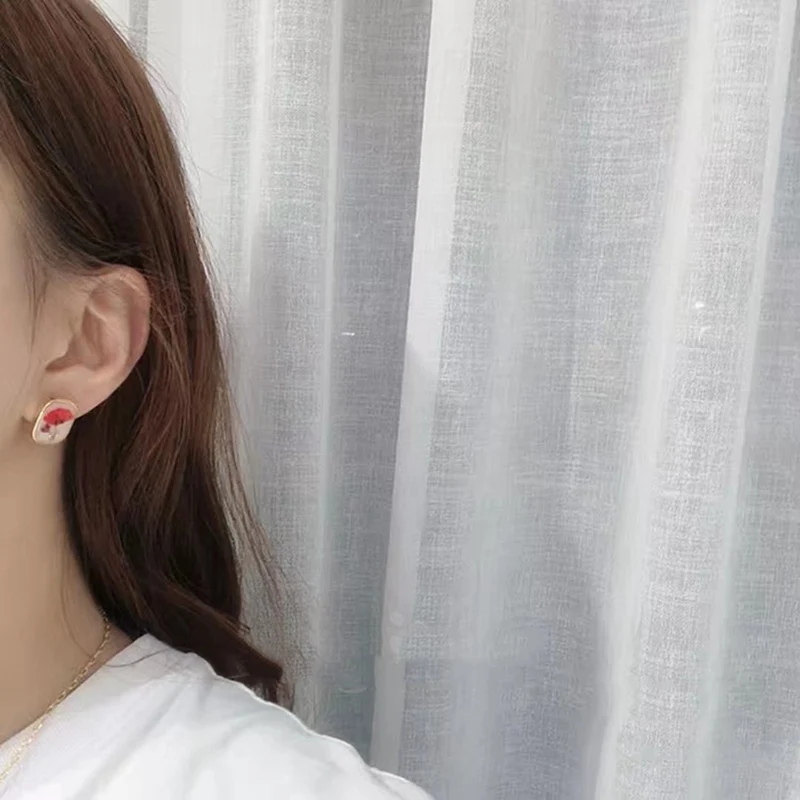 Японские серьги-гвоздики для женщин лепесток Pendientes Mujer Moda Овальный подарочный набор украшений для ушей глазурованные винтажные Brincos для девушек
