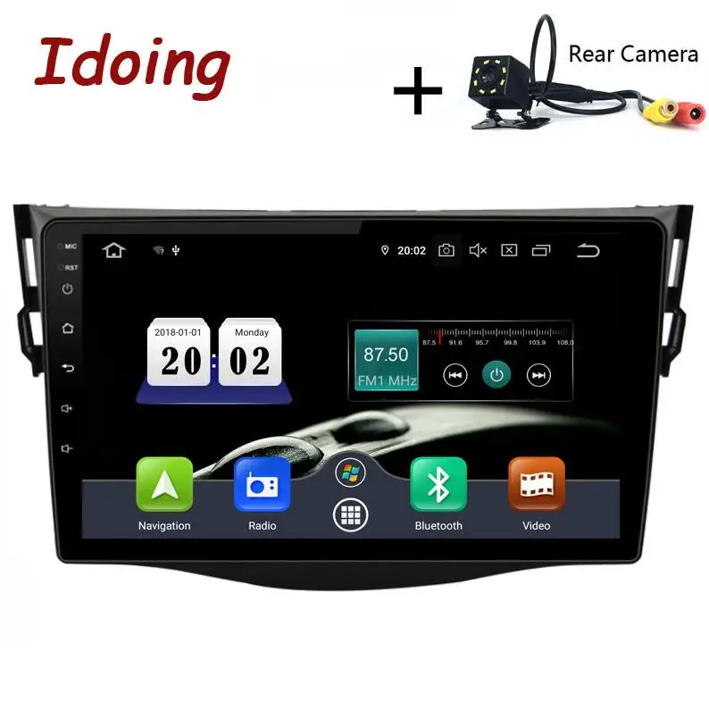 Idoing " Восьмиядерный автомобильный Android9.0 Радио мультимедийный плеер для Toyota RAV4 2007-2011 PX5 4G+ 64G gps навигация 2.5D ips TDA 7850 - Цвет: Standard with Camera