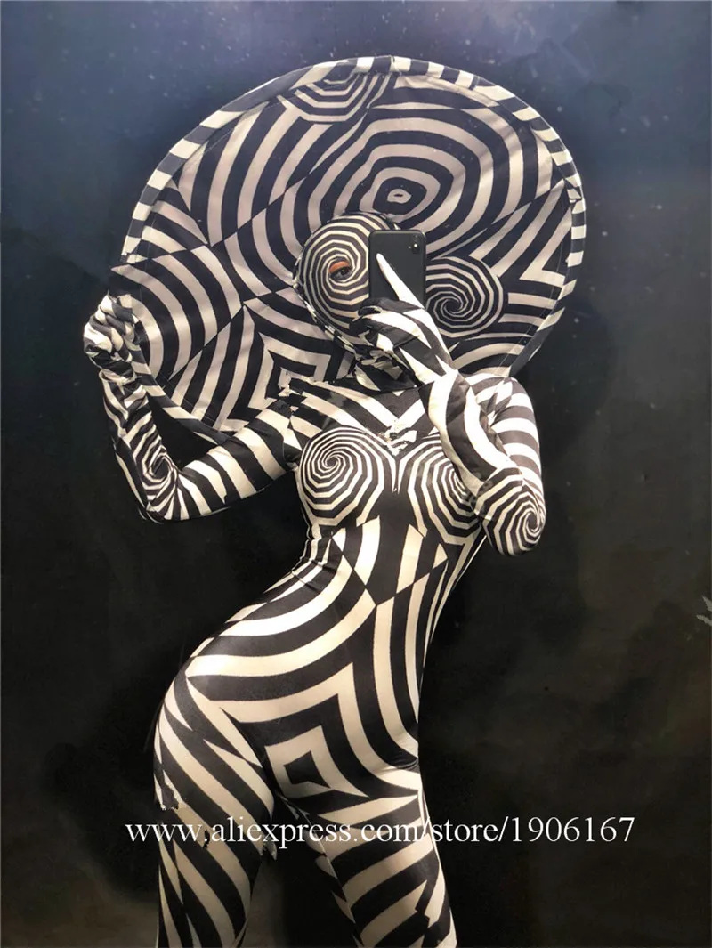 Танцевальный боди в стиле зебры на Хэллоуин большие модели шляп ТВ шоу