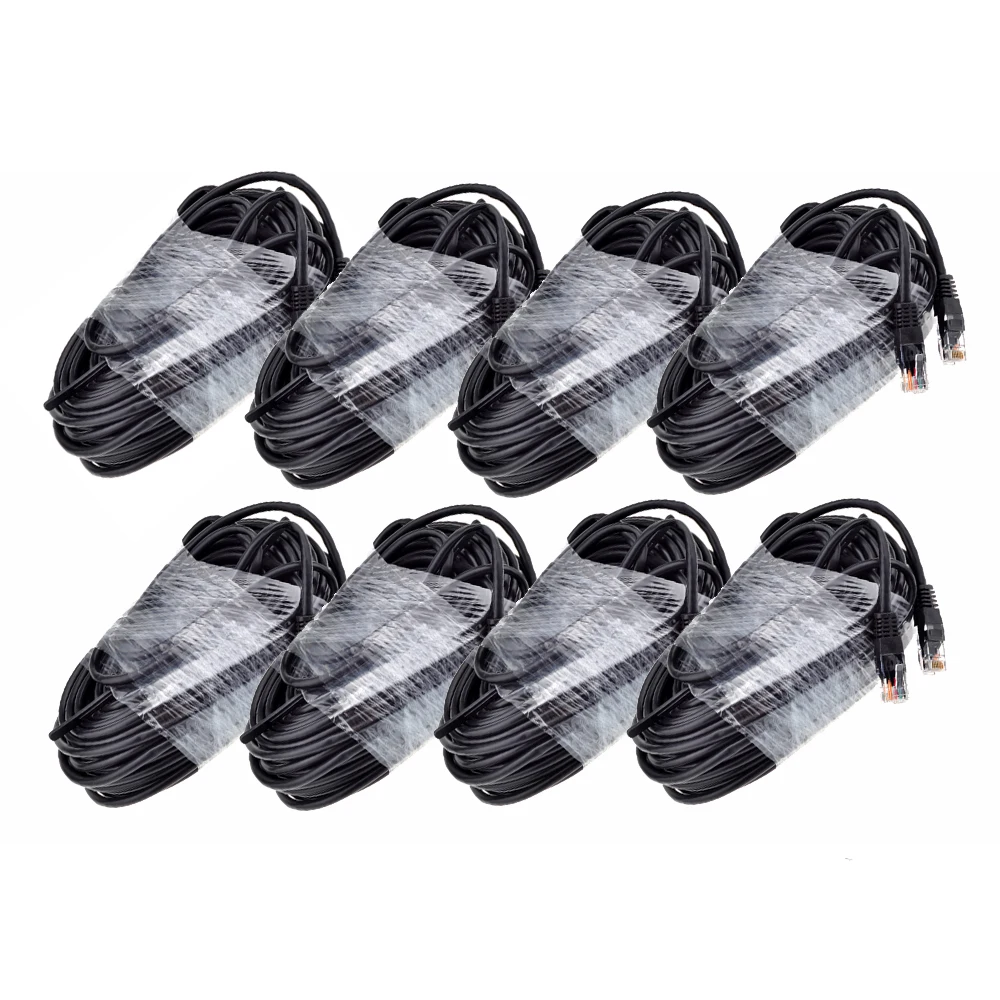 Gadinan 8 шт. RJ45 CAT5E CAT5 LAN Ethernet сетевой кабель черный 20 м 60 футов Специальный для IP PoE