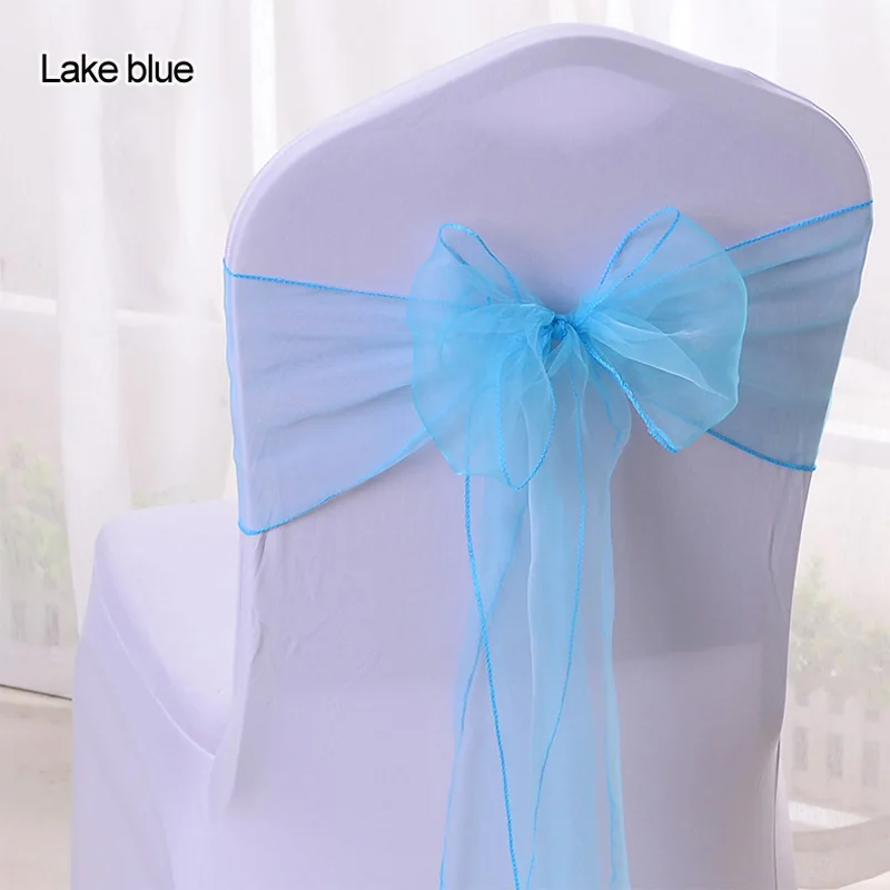 25 шт. бирюзовые ремешки для стульев 7 &quotx 108&quot прозрачная ткань из органзы лента