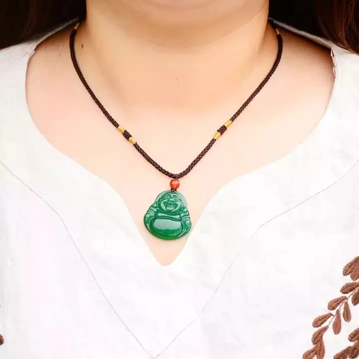 Натуральный ледяной нефритовый халцедон и агат подвеска Будды|Статуэтки