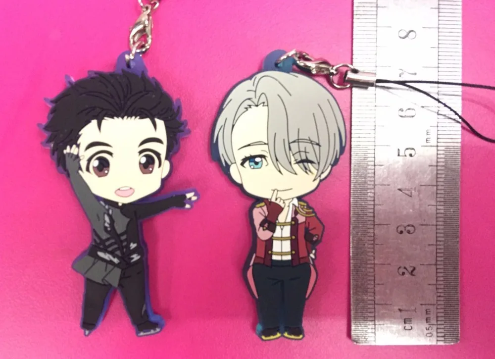 2 шт./лот, брелок с аниме «YURI ON ICE», большой размер, Nikiforov, кацуки, Отабек, Yuuri, плисецкий, резиновый ремешок/талисманы для мобильного телефона G901