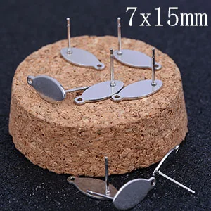 Onwear 20 шт. серьги-гвоздики из нержавеющей стали штырьковые столбы diy пустые серьги разъемы для изготовления ювелирных изделий 6x12 мм 7x15 мм - Цвет: 7x15mm