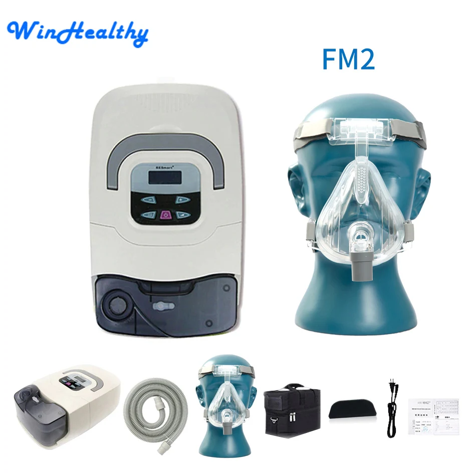 With Mask FM2 Win Healthy BMC CPAP/APAP/аппарат искусственного дыхания с полной лицевой маской или назальная маска для сна и храпа синдрома апноэ сна SAS - Цвет: With Mask FM2