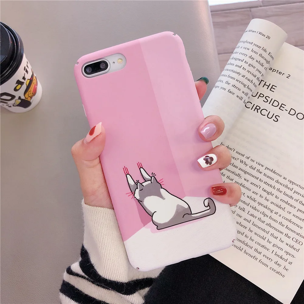 Милый мультфильм шаблон для IPhone 7 6 6s 8 плюс Жесткий Чехол ПК чехол розовый медведь