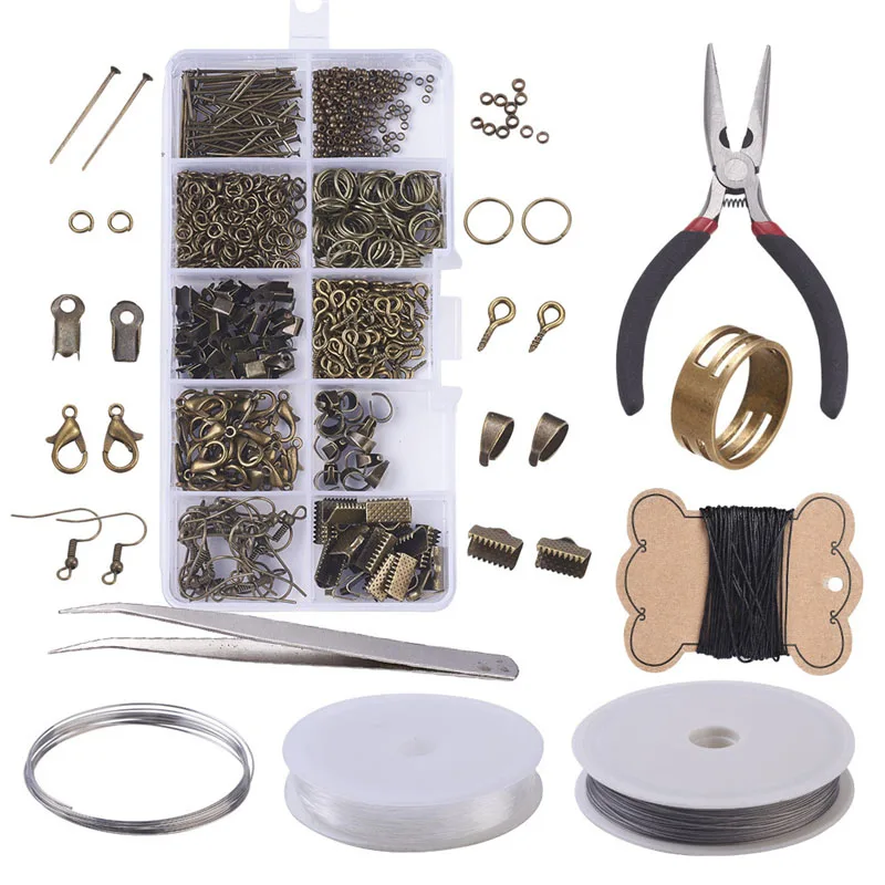 cyan set Мода ручной работы DIY ювелирные крючки Серьги Набор Колье набор золотой серебряный цвет с DIY Инструменты серьги наборы набор - Цвет: cyan set