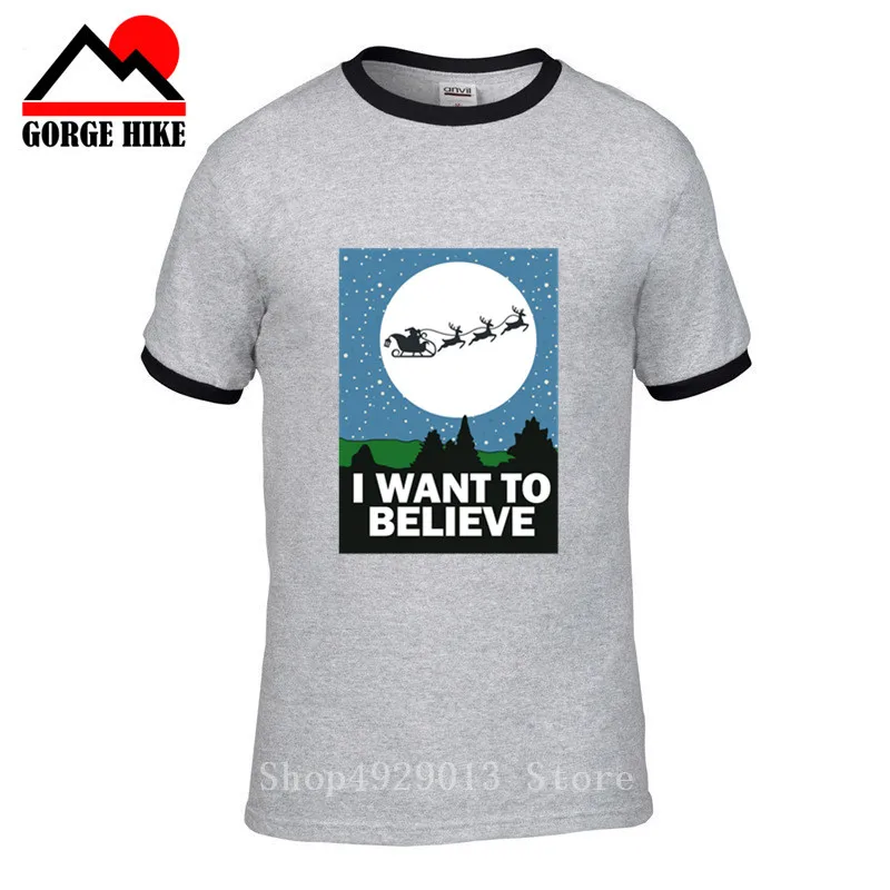 Футболка с надписью I Want to Believe Santa Claus забавная футболка короткими рукавами sci fi ufo