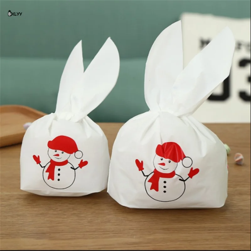 BXLYY navidad 10 шт. Рождественская сумка для конфет в виде снеговика кроличьего уха