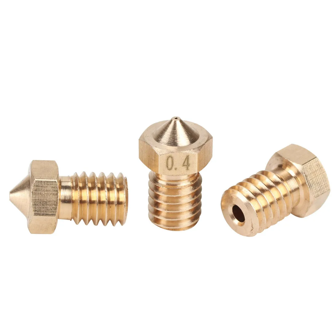 

Hot Sale 20 Pcs 3D Printer Nozzle Brass Extruder Nozzle 0.4mm V6 Extruder Nozzle Brass M6 For 1.75mm 3D Printer