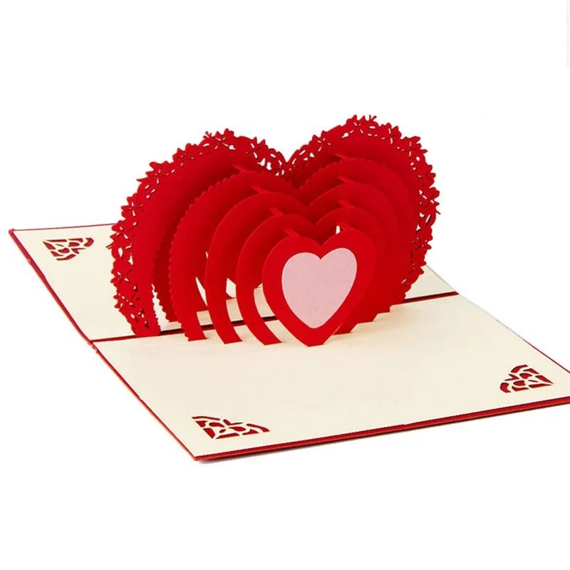 3D Pop Up Laser Cut Greeting Cards for Valentine's Day Vintage Kirigami Origami Thank You Love in the Heart | Дом и сад