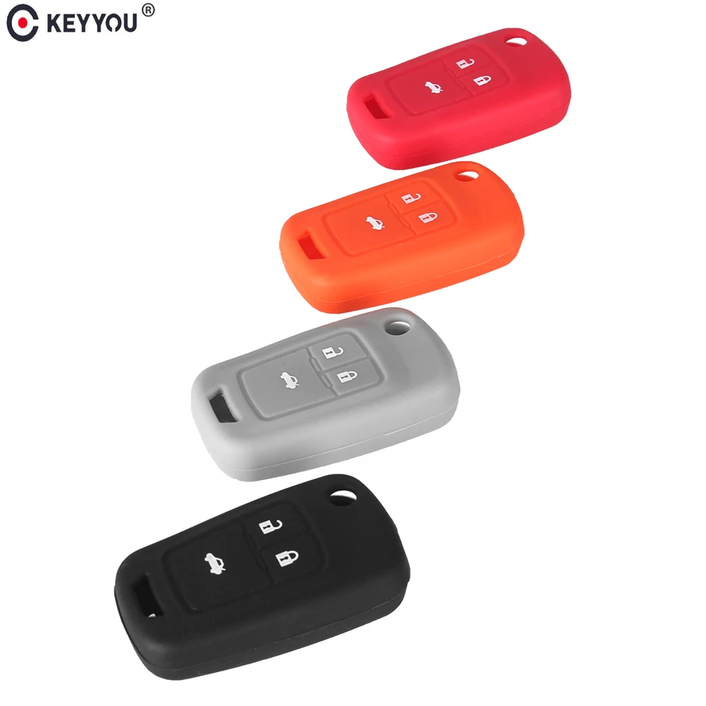 

KEYYOU 25pcs 3 Buttons Silicone Car Key Cover For Chevrolet VAUXHALL Cruze AVEO SAIL TRAX MALIBU CAPTIVA Key Case Rubber Cover