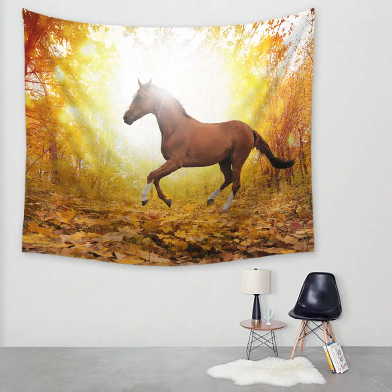 Домашний декоративный гобелен с принтом бегущей лошадки гобеленовое украшение