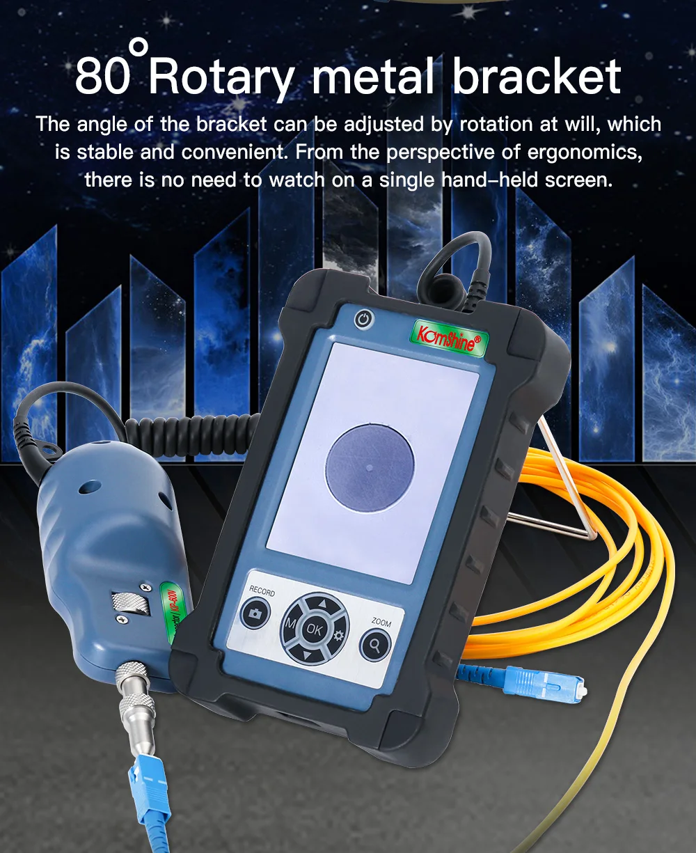 

400x Magnification Komshine KIP-600V Fiber Optic Connector Inspection Video Inspection Probe and Display with Protective case