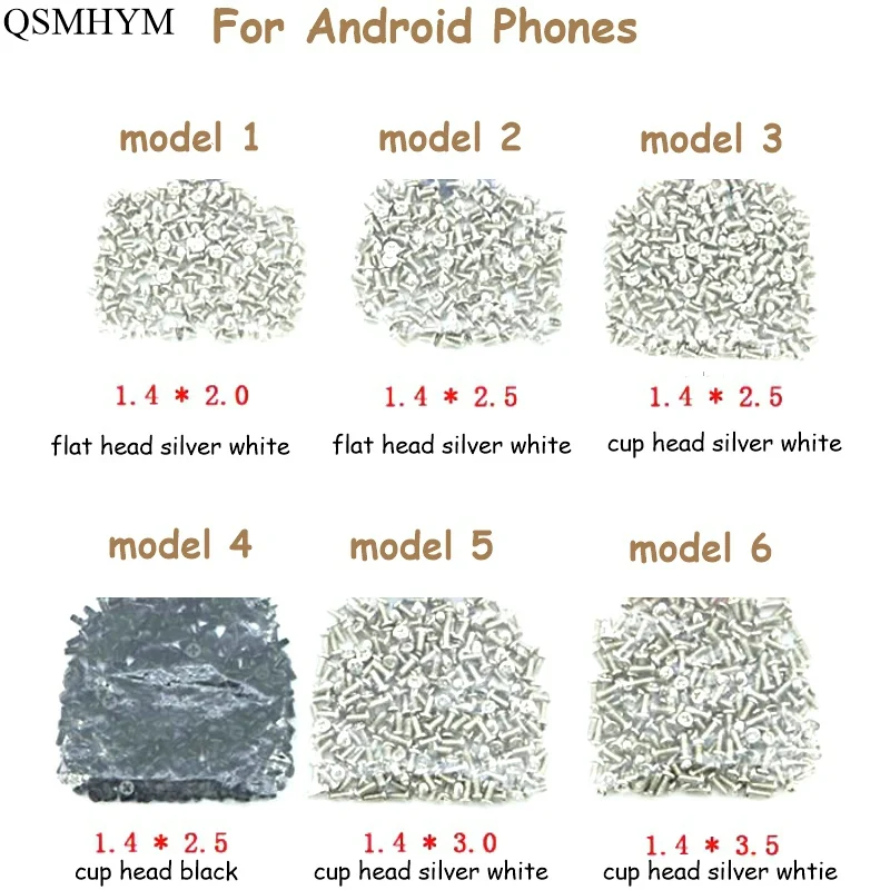 QSMHYM 20шт телефон крест Винт 1,4*2,0/1,4*2,5/1,4*3,0/1,4*3,5 мм для Android huawei Xiaomi Oppo Vivo zte и т. Д