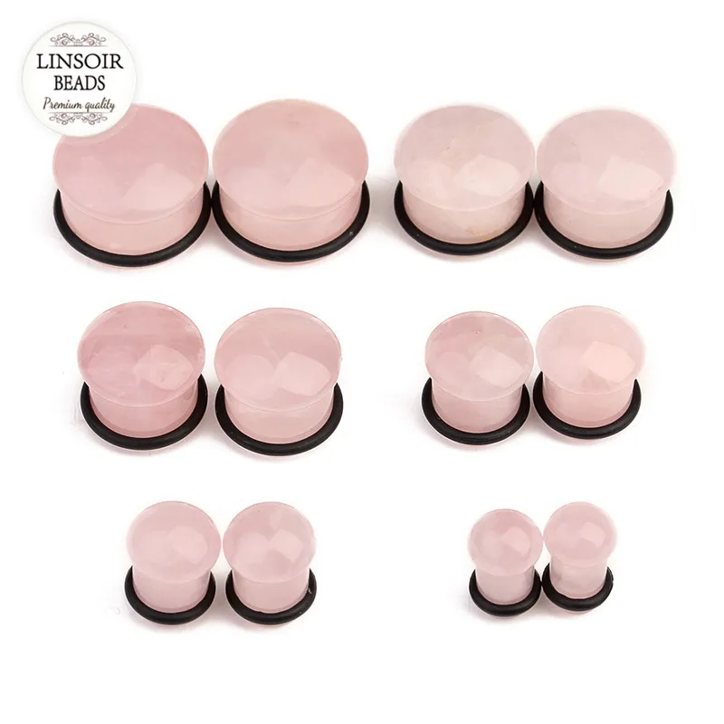 Linsior 1 Pair Natural Stone Ear Plug 6-16mm Mushroom Shape Women Men Rose Quartzs Amethysts Tiger Eyes Earring Piercing | Украшения и