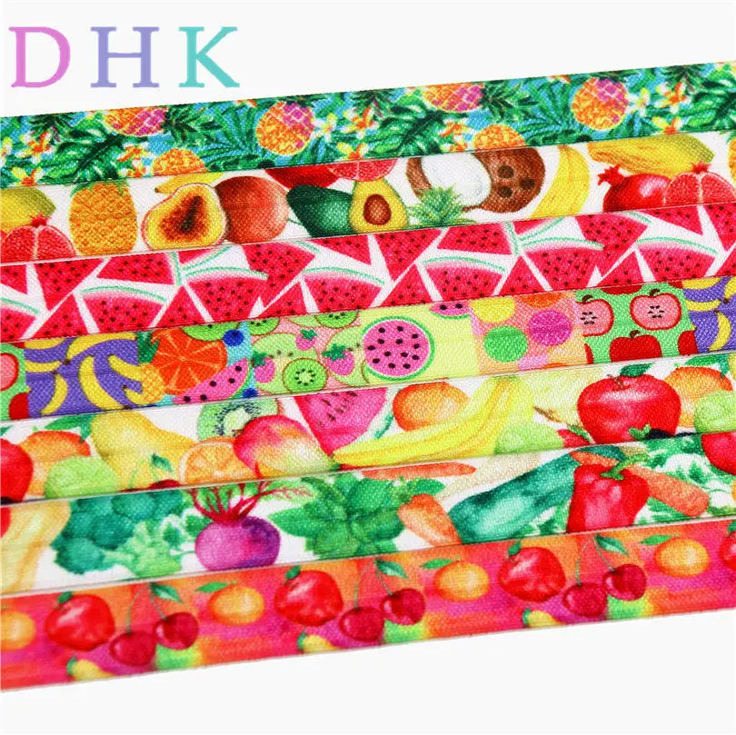 

DHK 5/8'' Free shipping fruits vegetable watermelon printed Fold Elastic FOE headband headwear hairband DIY decoration OEM S731