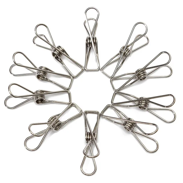 

200Pcs/Lot Hot Sale Excellent Quality New Arrival Stainless Steel Spring Clothes Socks Hanging Pegs Clips Clamps Silver Laundry