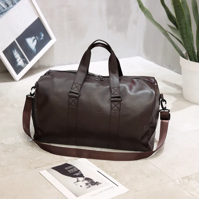 brown big Для мужчин Дорожная сумка, чемодан PU Duffle Сумки Большой ёмкость дорожная сумка водостойкие выходные большой мешок для женщин - Цвет: brown big