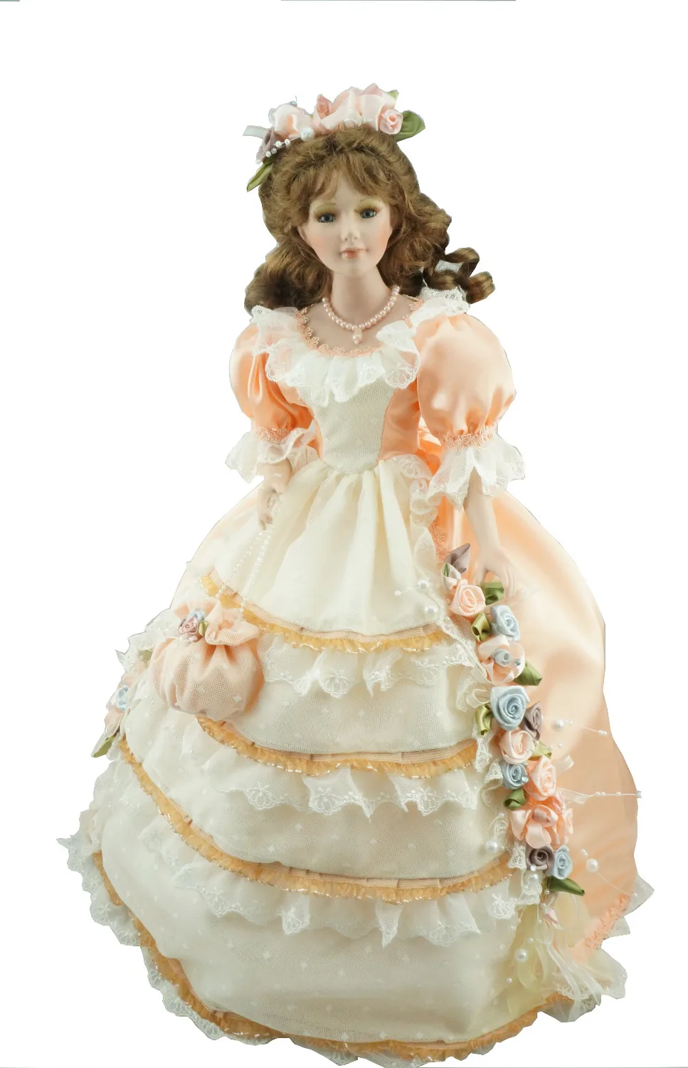 Кукла фарфоровая музыкальная шкатулка домашняя коллекция свадебное платье