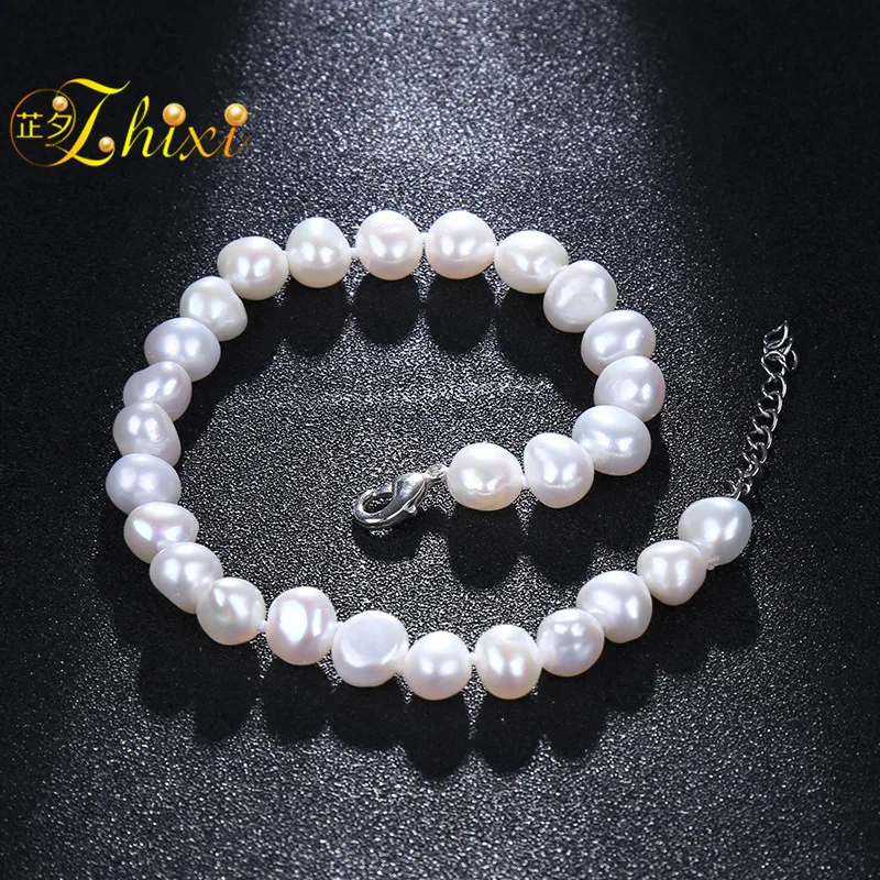 [ZHIXI] жемчужные браслеты на ногу ювелирные изделия настоящее барокко натуральные