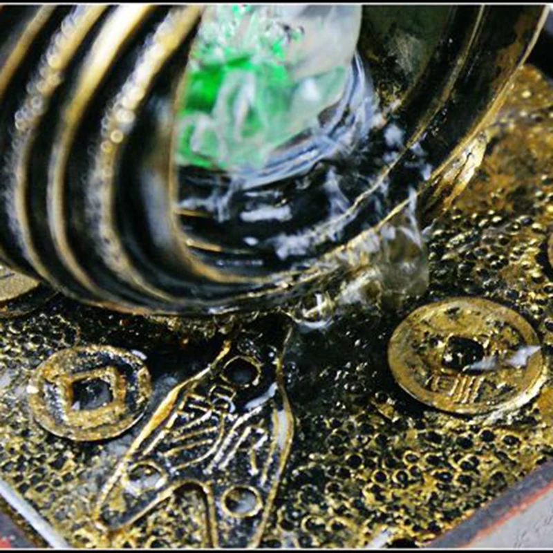 Полимерный водяной фонтан 220 В Настольный увлажнитель воздуха Фен шуй креативный