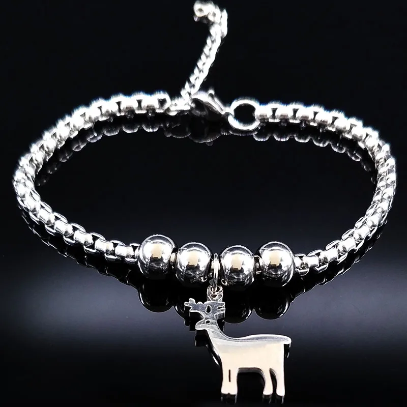 deer Браслет-Шарм из нержавеющей стали с единорогом, ювелирное изделие, браслеты и браслеты для женщин серебряного цвета, ювелирный браслет для женщин B17708 - Окраска металла: deer