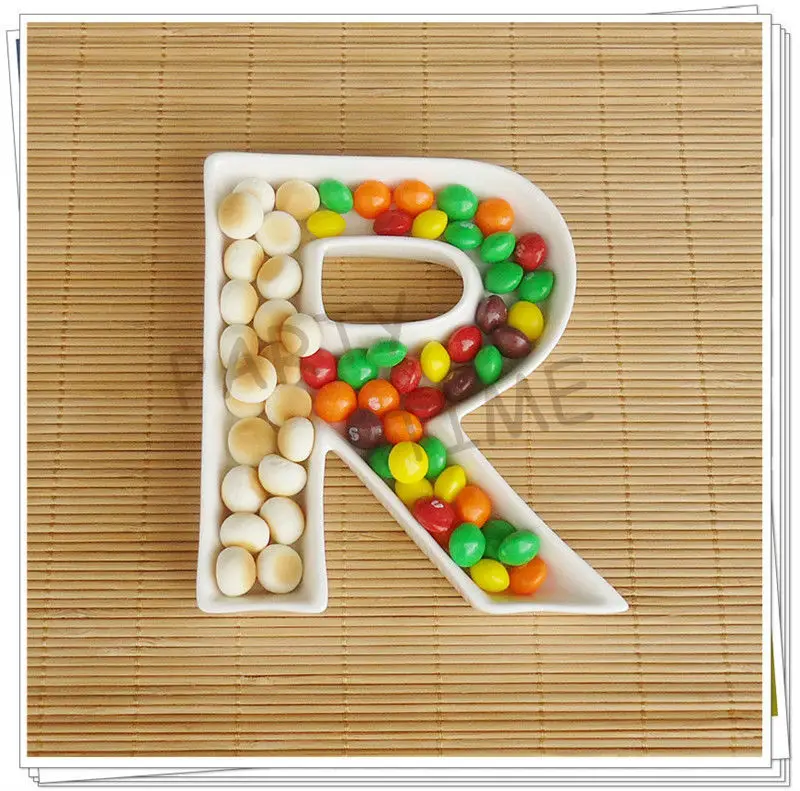 Персонализированная алфавитная тарелка блюдо для закусок в форме R|snack dish|alphabet