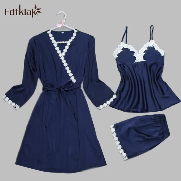 Женские сексуальные шелковые атласные халаты с длинным рукавом и v образным