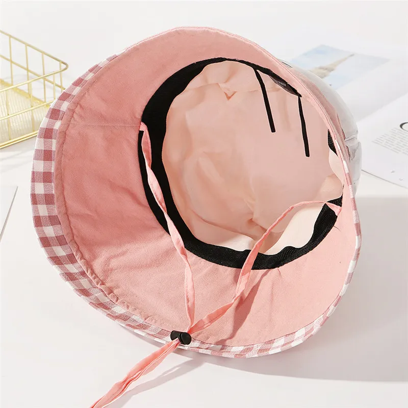 USPOP 2020 Newest women bucket hats summer cotton sun dome top patchwork plaid | Аксессуары для одежды