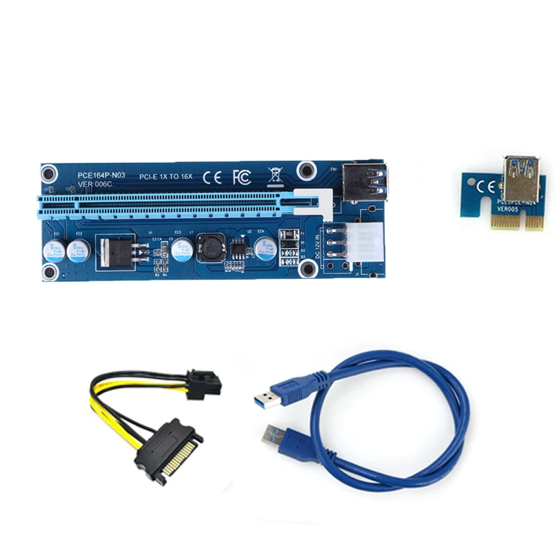 30 см/60 см USB 3.0 PCIe 1x до 16x PCI Express Райзер карта с SATA 15pin 6pin кабелем питания для майнинга