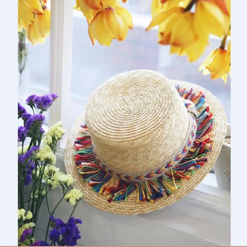 2017 Горячая ручной Для женщин Девушка Лето кисточкой соломенная Шляпы