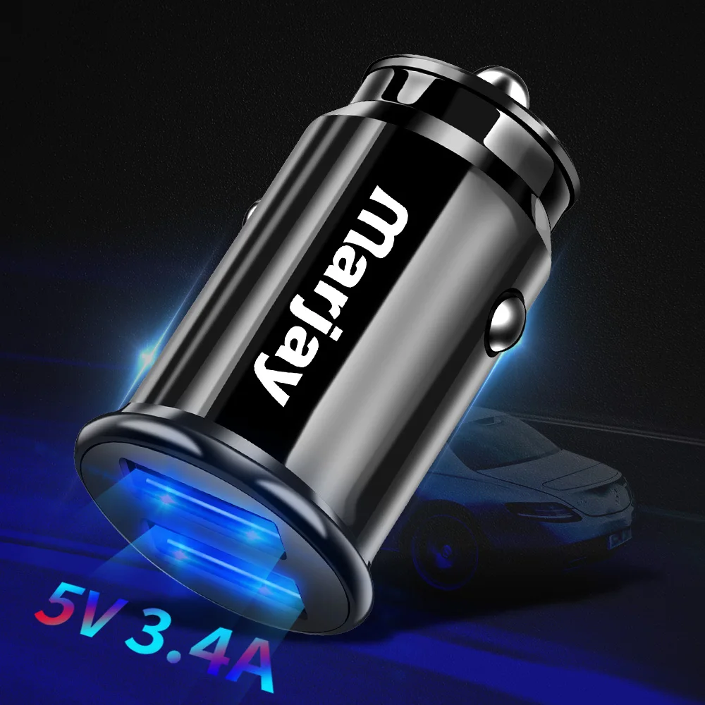 Marjay 3.4A светодиодный двойной USB Автомобильное зарядное устройство Adapte автомобильное зарядное устройство для iPhone 7 X 6s samsung S9 Xiaomi mi9 планшет мобильное автомобильное зарядное устройство для телефона