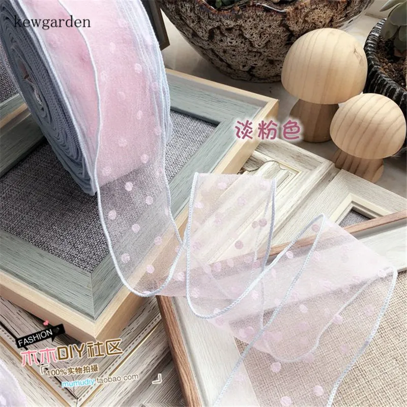 Kewgarden DIY аксессуары для волос 2 "5 см сетчатая вуаль с краями от морщин лента