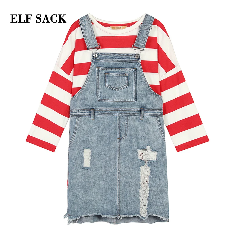 ELFSACK 2019 летнее платье в консервативном стиле длиной до колена женское хлопковое с