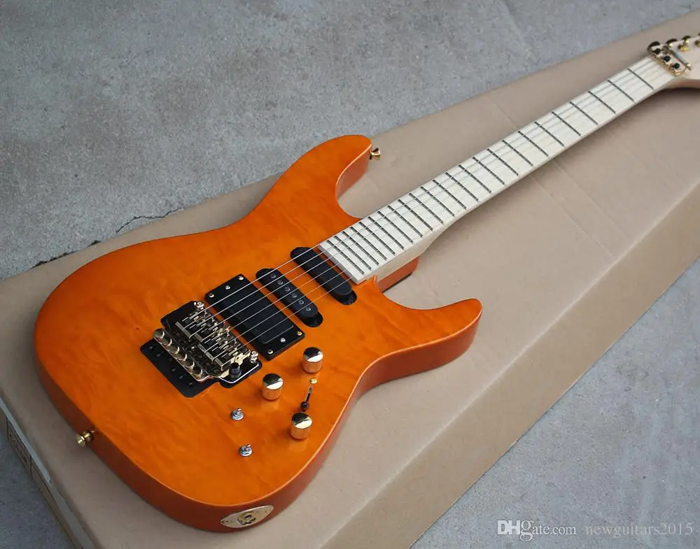 Actory пользовательские оранжевый Электрогитары с Floyd Rose 3 пикапы без Лады