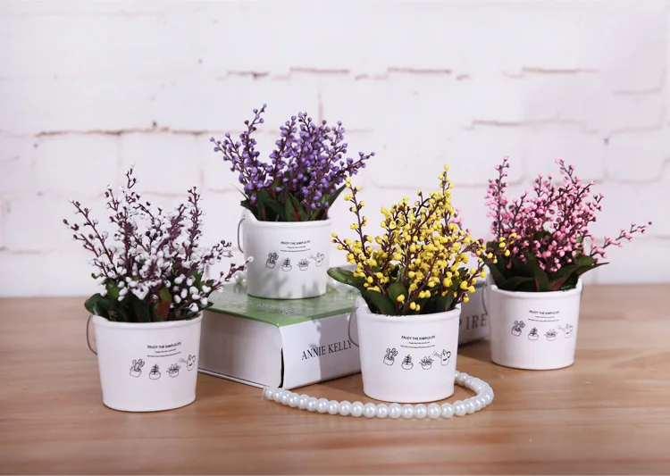 Erxiaobao имитация бонсай в горшках Convallaria искусственные растения с керамическим горшком бочонок помещен стол украшение гостиной