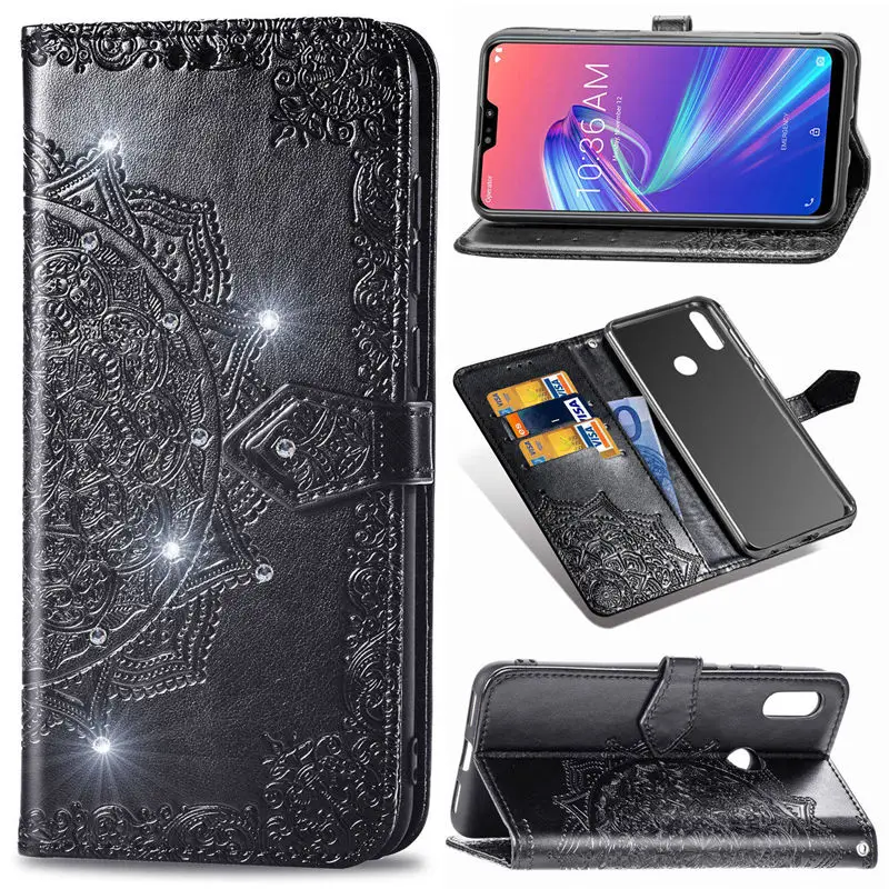 Чехол для телефона ASUS ZB631KL с бриллиантами и откидной крышкой защитный чехол из
