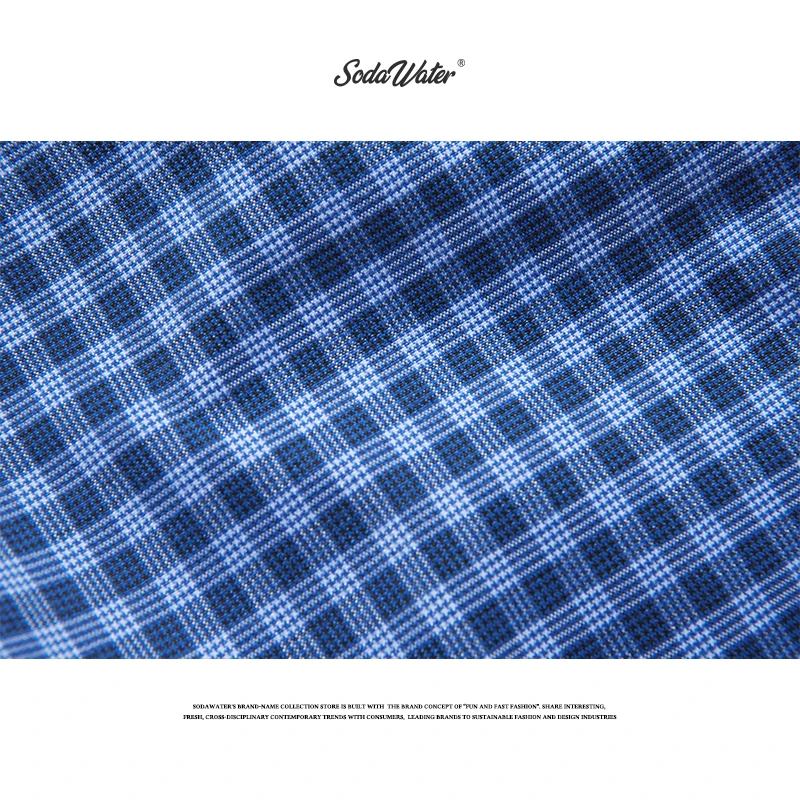 SODAWATER Men 2019 Autumn New Japan Style Oversize Pullover Plaid Shirt For Casual Blue Letter Long Sleeve 9296W | Мужская одежда