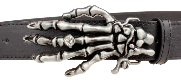 Модный кожаный ремень для мужчин и женщин пояс с демоническими ручками