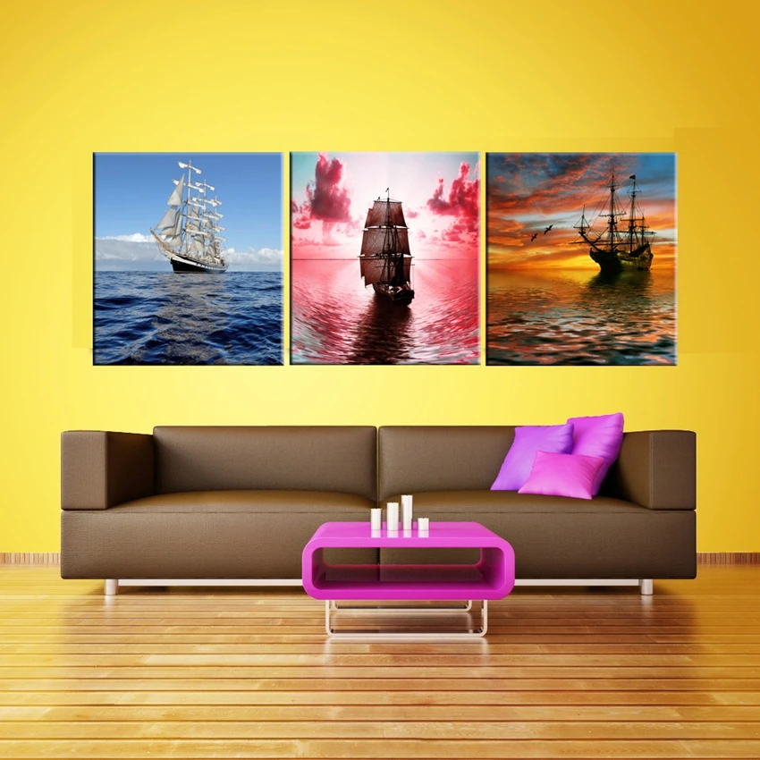 Декор для дома 3 шт. без рамки картина холст принты лотос дерево рыба китайские