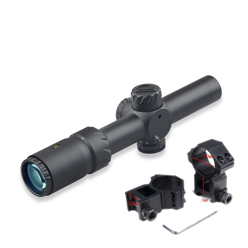 Обнаружения HD 1-6X24IR BDC компактный Ar прицел 30 мм трубка длинный глаз рельеф охотничьи прицелы красный Dod сетка противоударный оптический прицел - Цвет: high 20mm mount