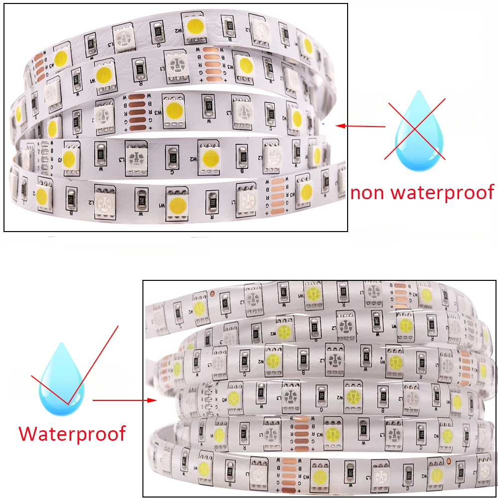 IP21/ IP65 Водонепроницаемый RGBW RGB теплый светодиодный светильник SMD 5050 5 м DC12V
