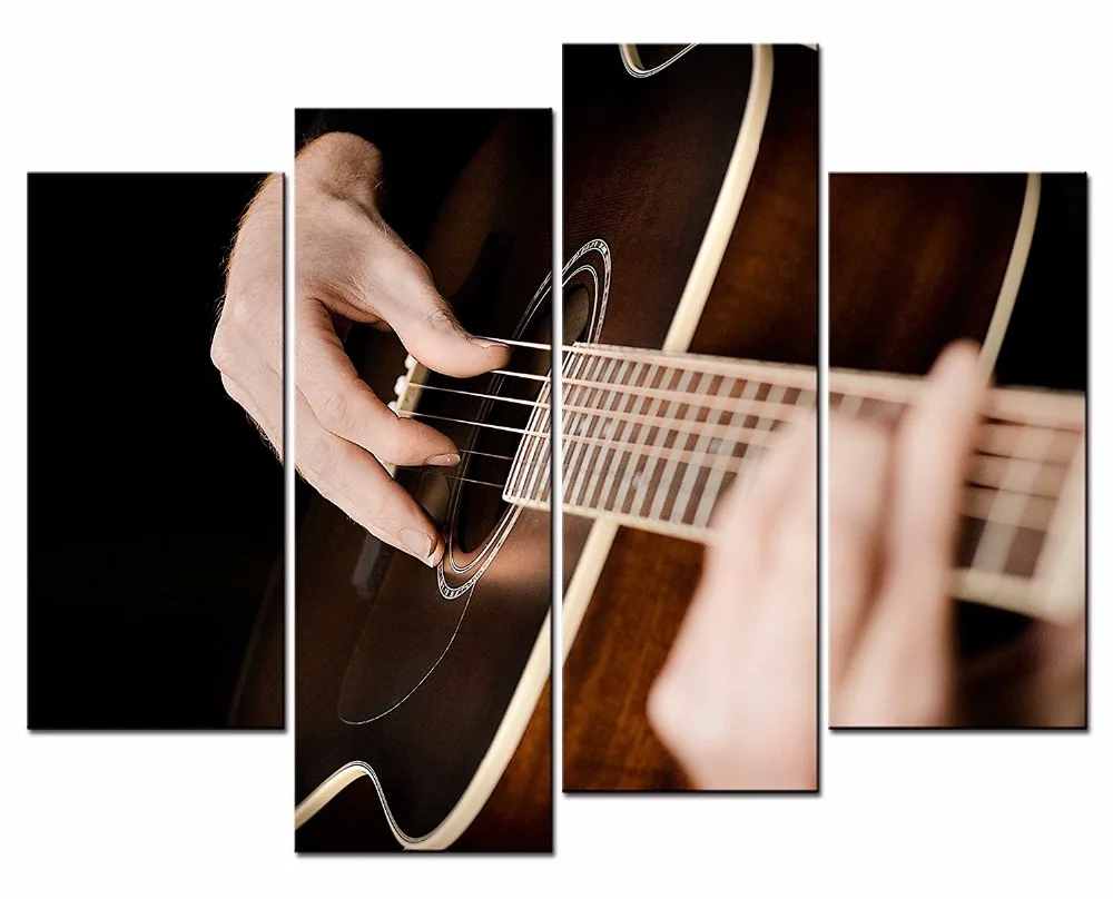 

4 Panels Framed guitarist Painting Canvas Wall Art Picture Home Decoration Living Room Canvas Print Modern Painting/10Y-22