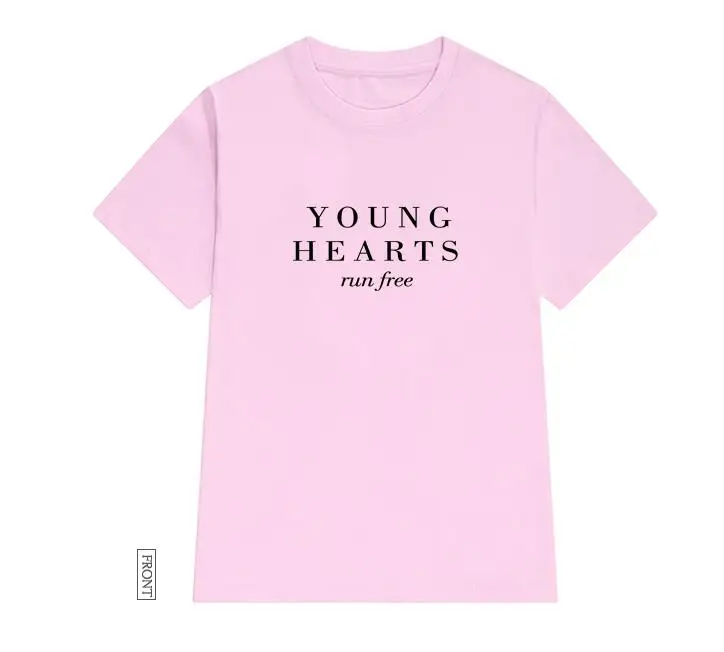 Женская футболка young hearts run free хлопковая Повседневная забавная Футболка для леди