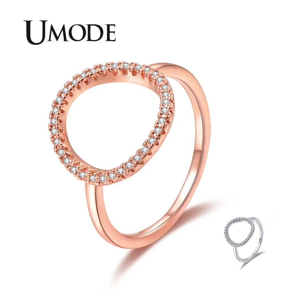Женские полые кольца UMODE модные обручальные с фианитом ювелирные изделия в