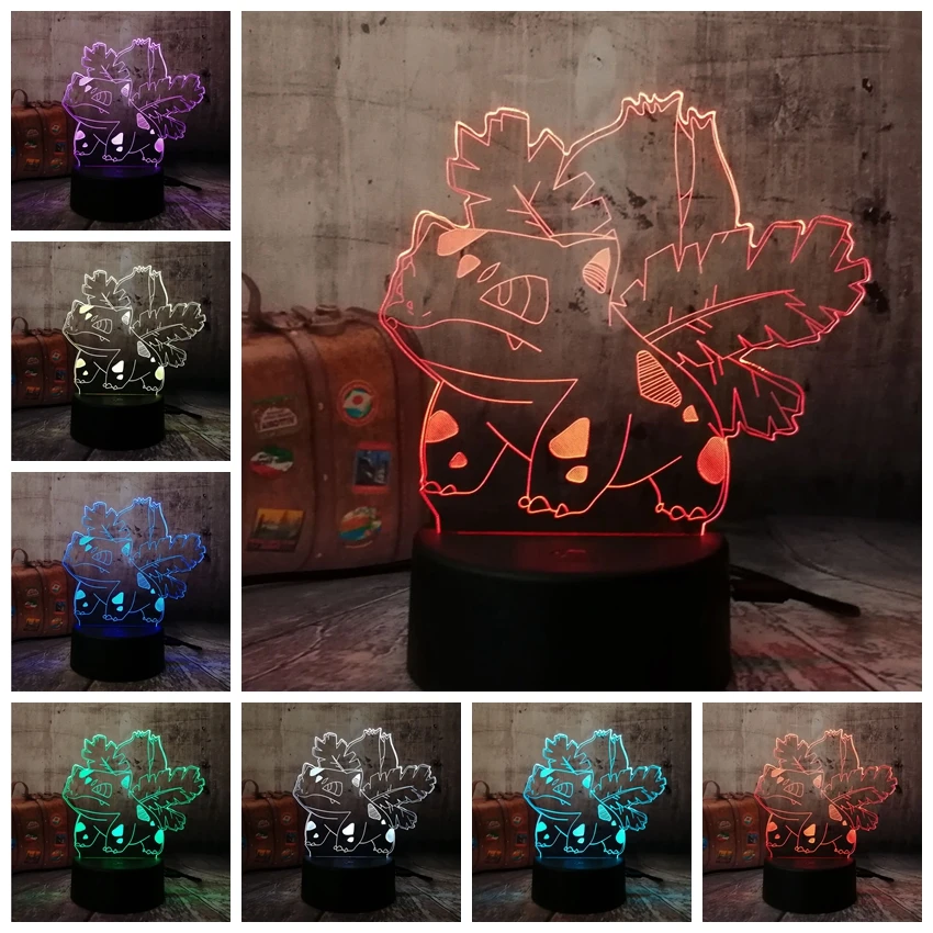 Детская игрушечная лампа Lamparas de mesa infantil Покемон 7 цветов 3D аниме животное лягушка